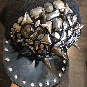 Spike Stud Cap Hat Black Metal Fashion Men